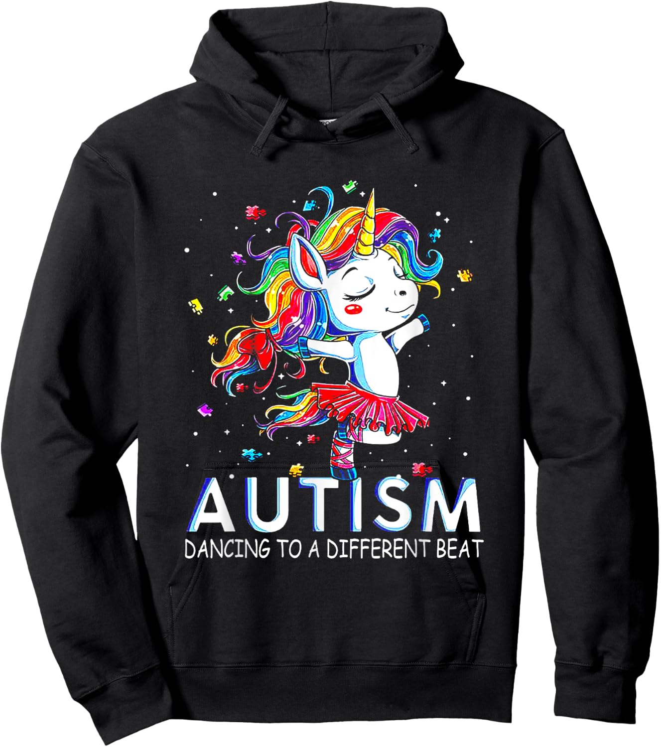 Autism Dancing To Be A Different Beat Unicorn Hoodie - Hoodie | Black