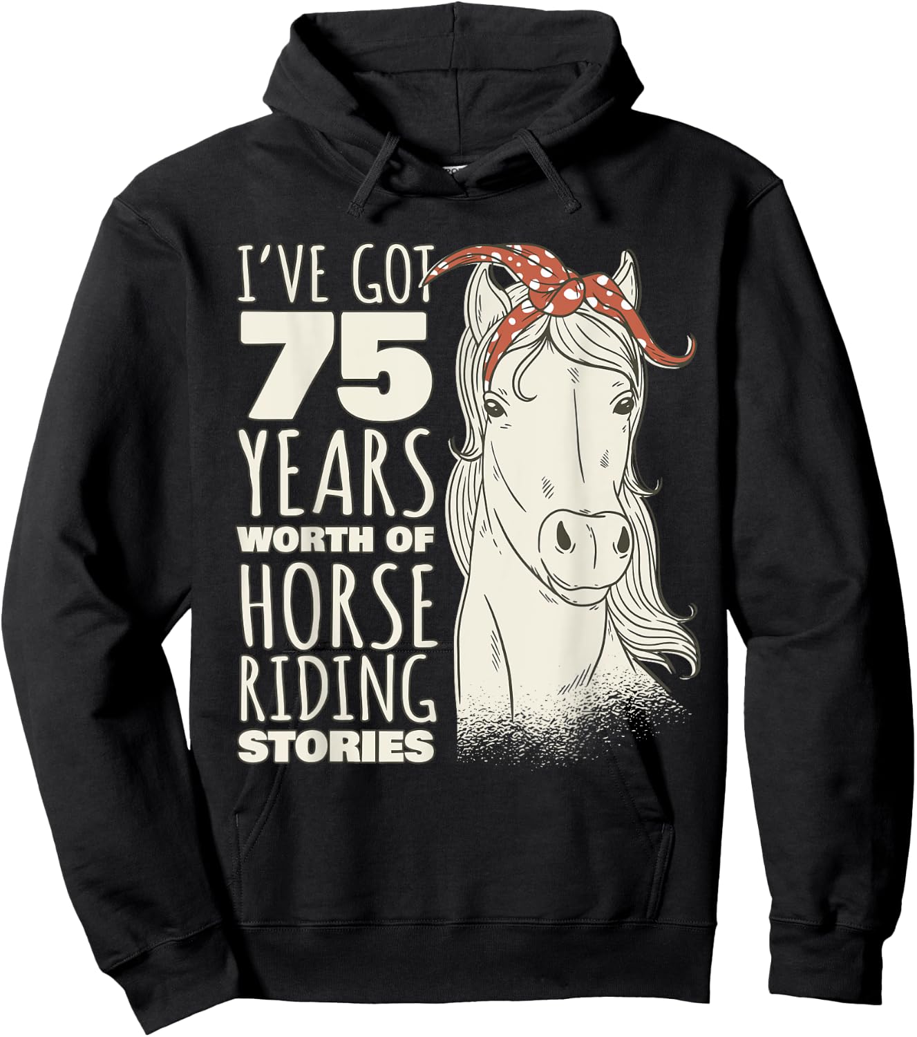 75th Birthday Seventy-Five - 75 Years Old Horse Rider Hoodie - Hoodie | Black