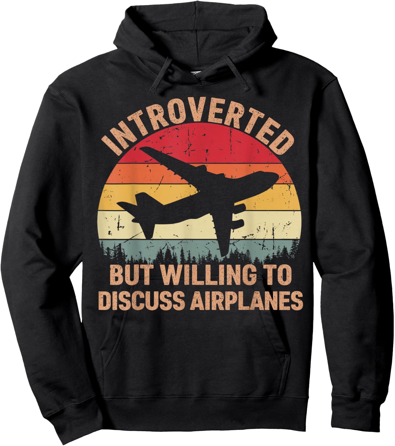 Introverted But Willing To Discuss Airplanes Vintage Pilot Hoodie - Hoodie | Black