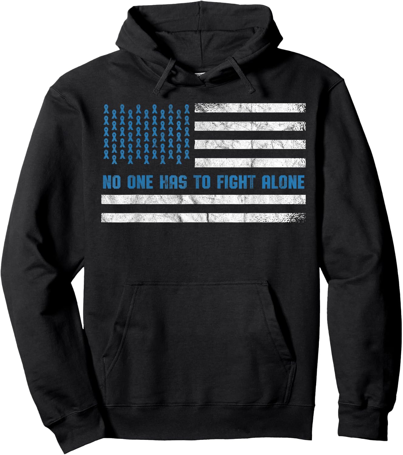 Diabetes Awareness No One Has To Fight Alone American Flag Hoodie - Hoodie | Black