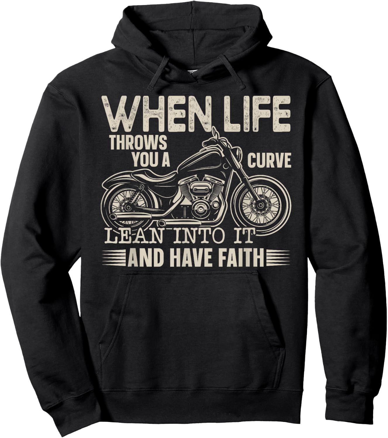 Christian Motorcycle Biker Faith Life Throws You A Curve Hoodie - Hoodie | Black