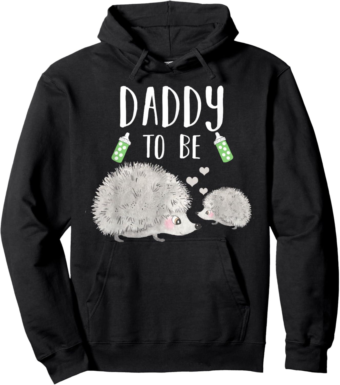Daddy To Be Hedgehog Baby Shower Cute Woodland Animal Hoodie - Hoodie | Black