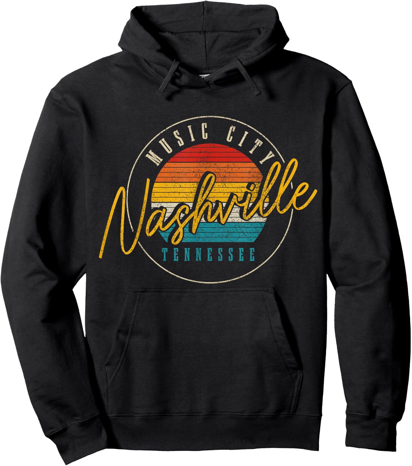 Nashville Tennessee Country Music City Gift Vintage Hoodie - Hoodie | Black