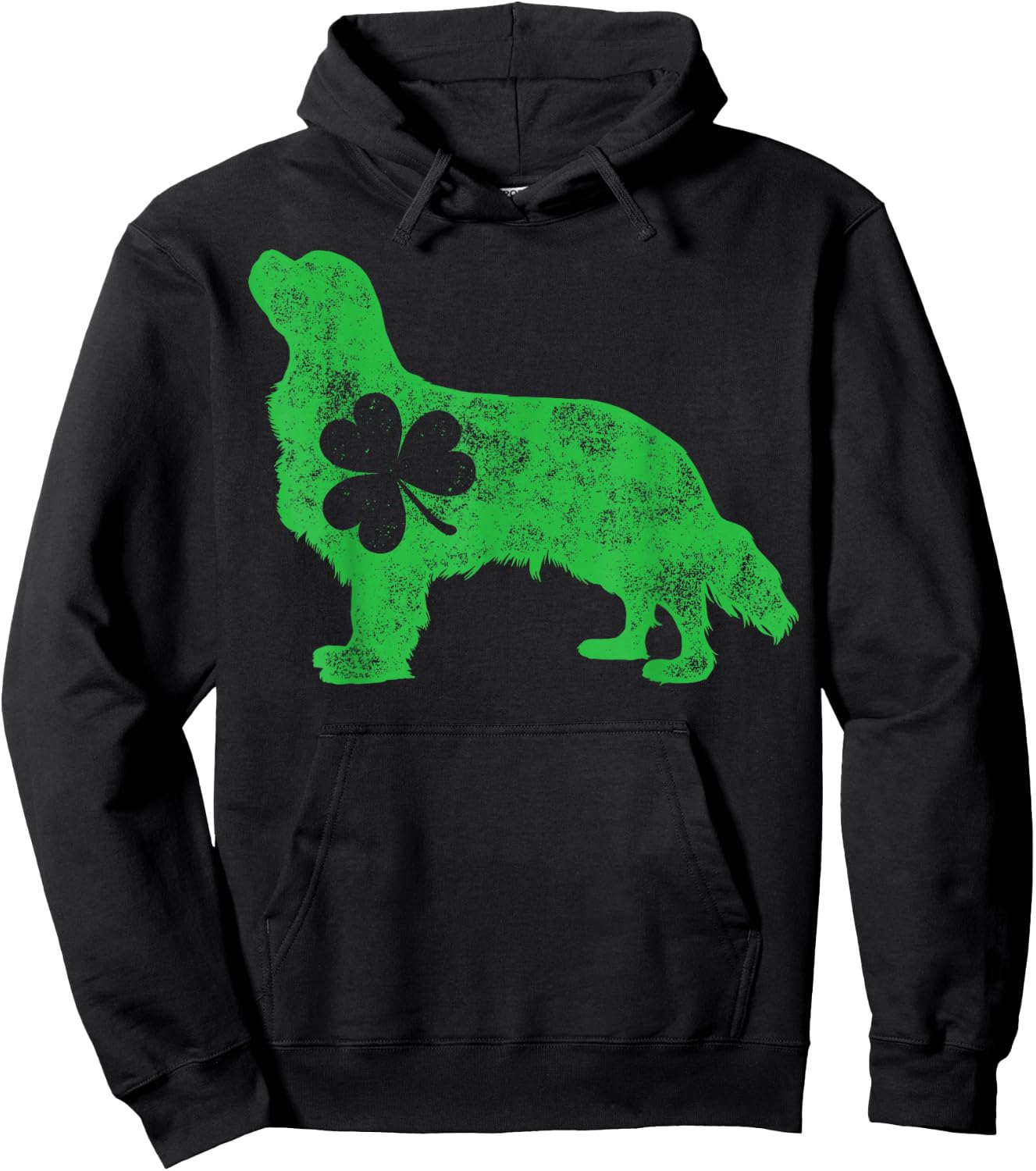 Cavalier King Charles Spaniel St Patricks Day Men Shamrock Hoodie - Hoodie | Black