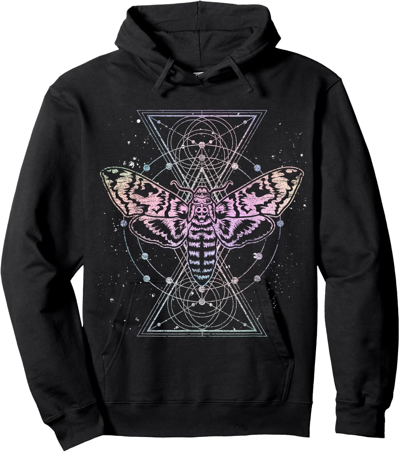 Moth Astrology Insect Kowai Sacred Geometry Pastel Goth Hoodie - Hoodie | Black