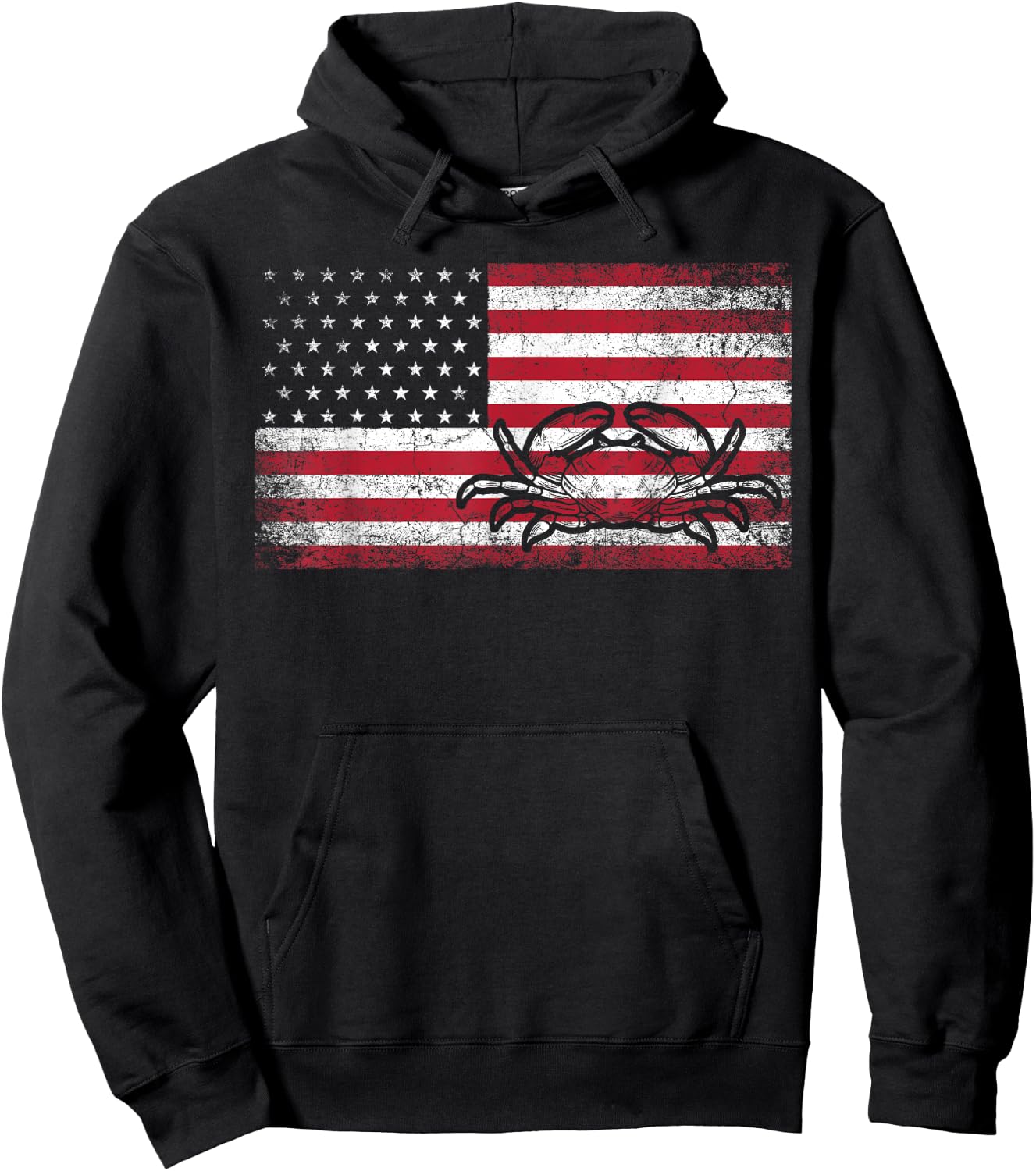 Crab Fisherman American Flag 4th of July Men Dad Gift Hoodie - Hoodie | Black