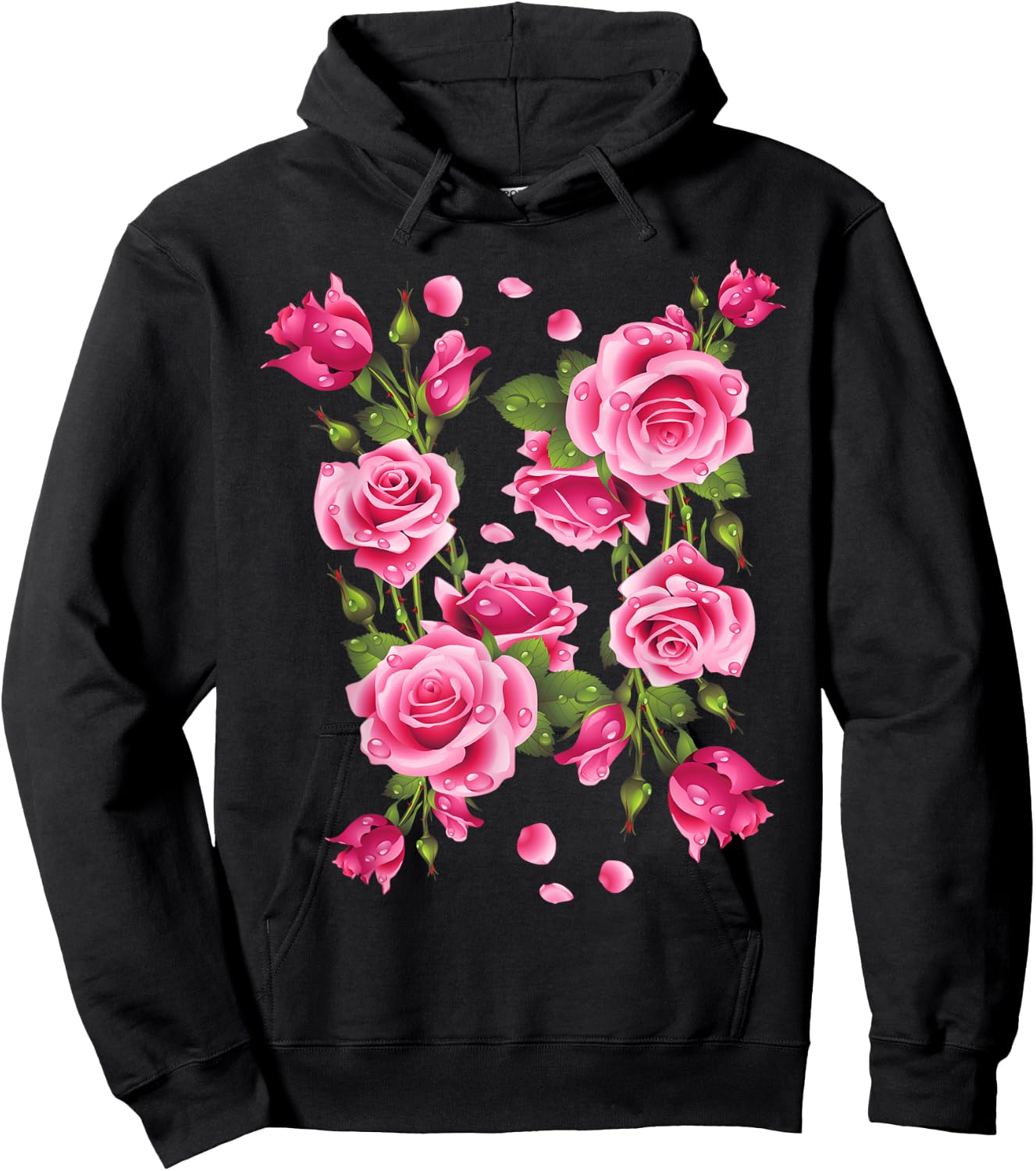 Beautiful Pink Roses Bouquet Graphic & Cool Designs Hoodie - Hoodie | Black