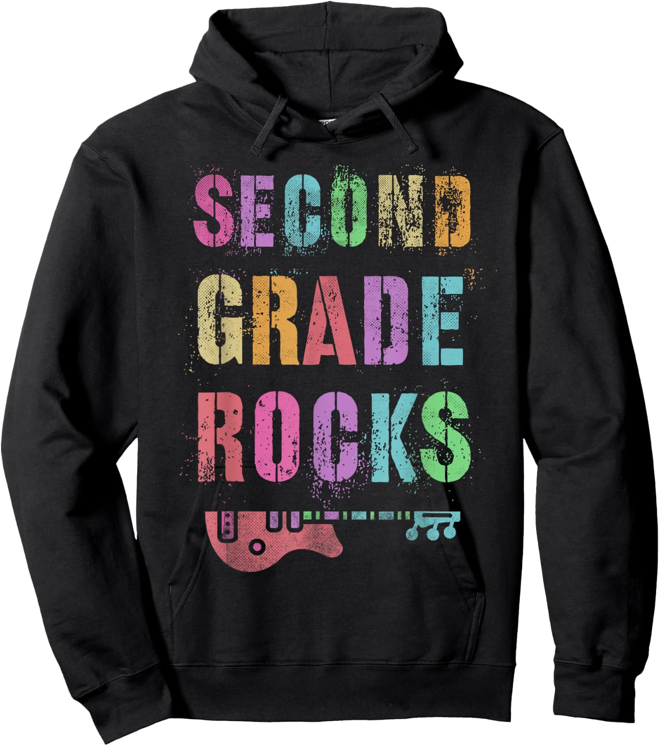 2nd GRADE ROCKS Teacher I Teach Second Gr Rockstar Teaching Women Girls Kids Hoodie - Hoodie | Black