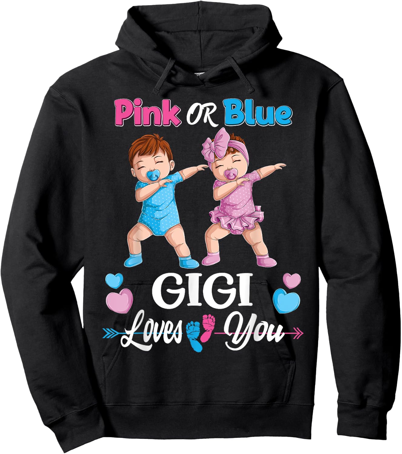 Pink Or Blue Gigi Loves You Baby Gender Reveal Party Women Hoodie - Hoodie | Black