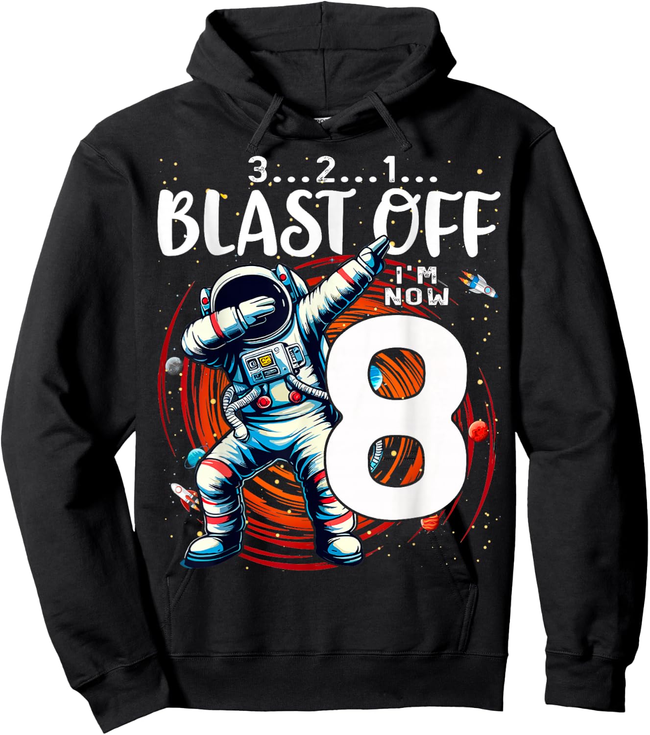 8 Birthday Boy Astronaut Astronomy 8th Year Old Birtday Hoodie - Hoodie | Black