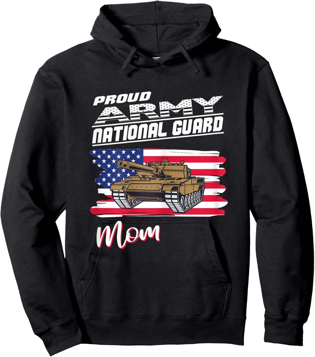 Proud Army National Guard Mom USA Heart Shirt Mothers Day Hoodie - Hoodie | Black