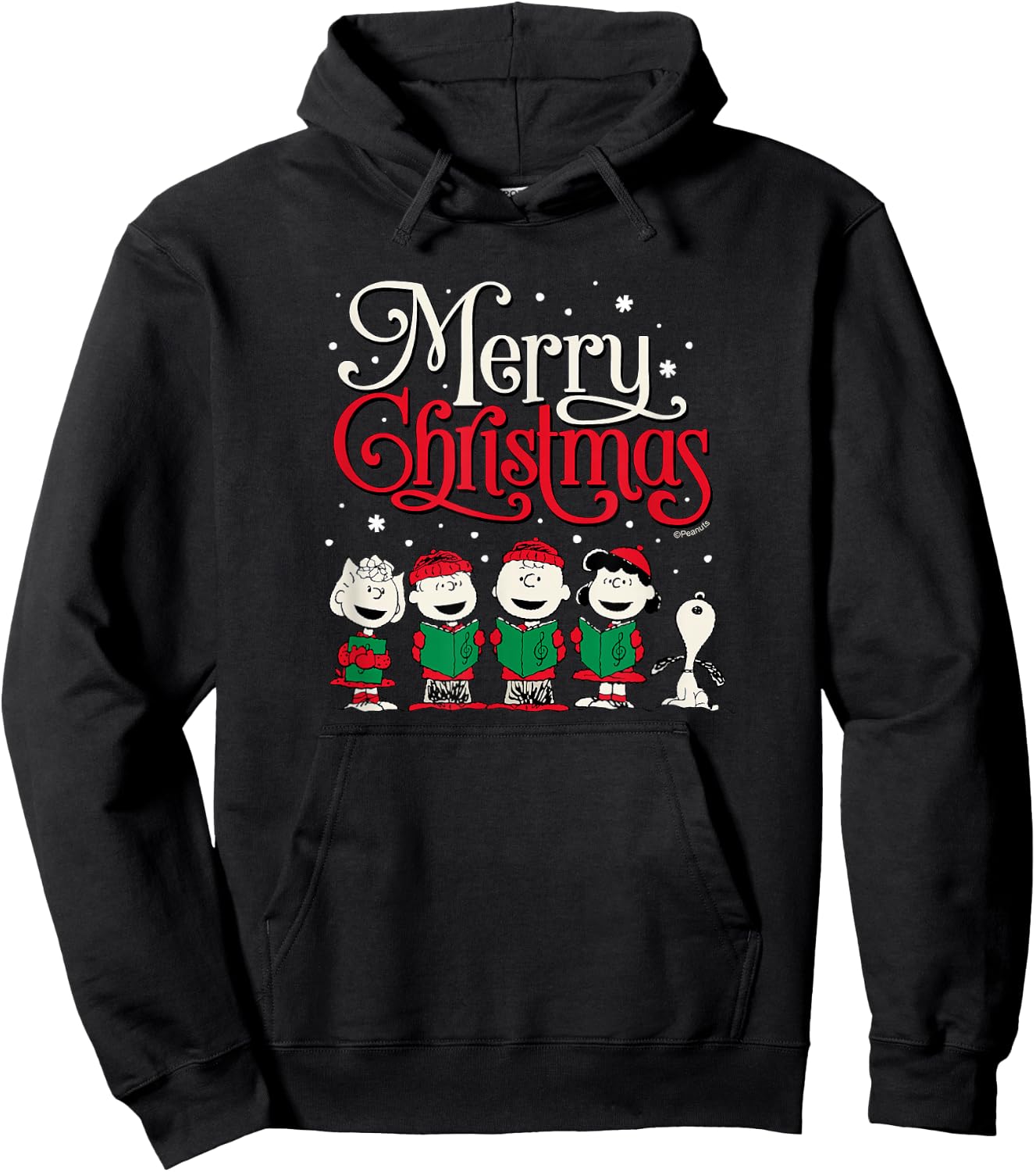 Peanuts - Snoopy Charlie Linus Sally Merry Christmas Choir Hoodie - Hoodie | Black