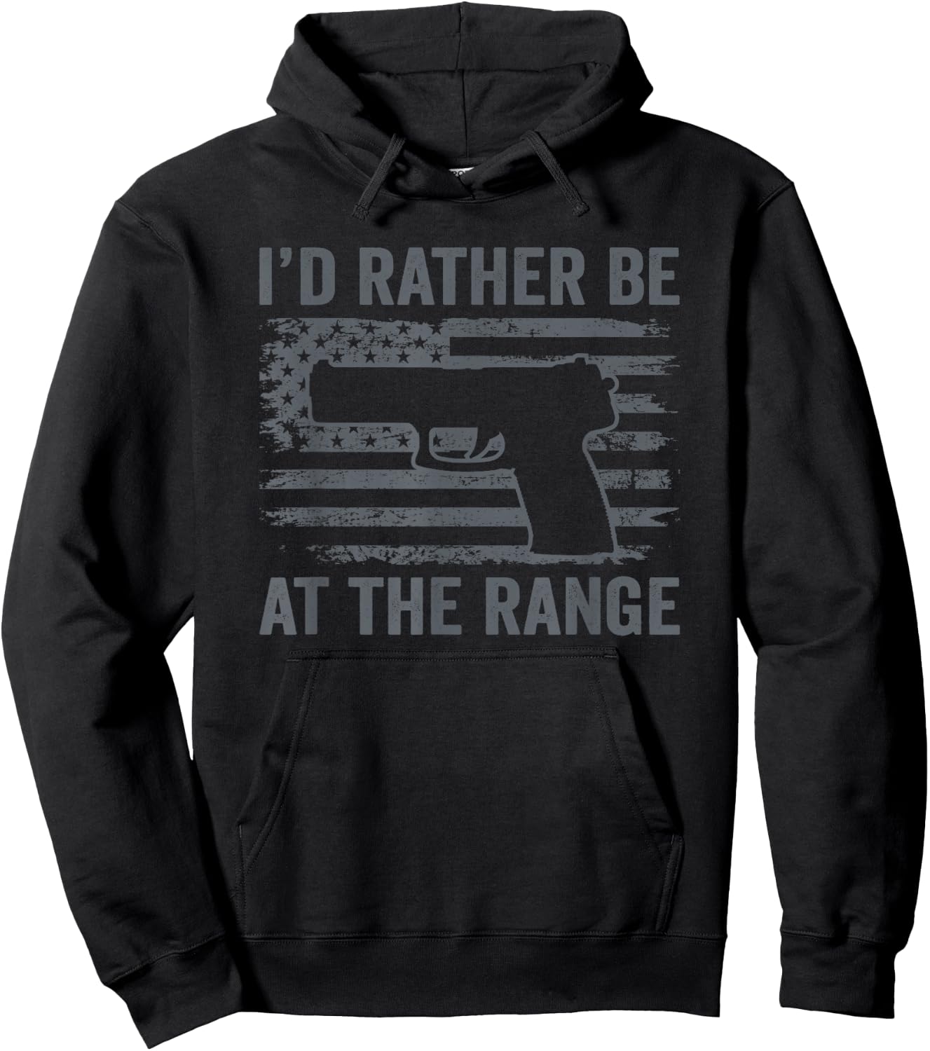 I'd Rather Be At The Gun Range - Pistol USA Flag Funny Gun Hoodie - Hoodie | Black