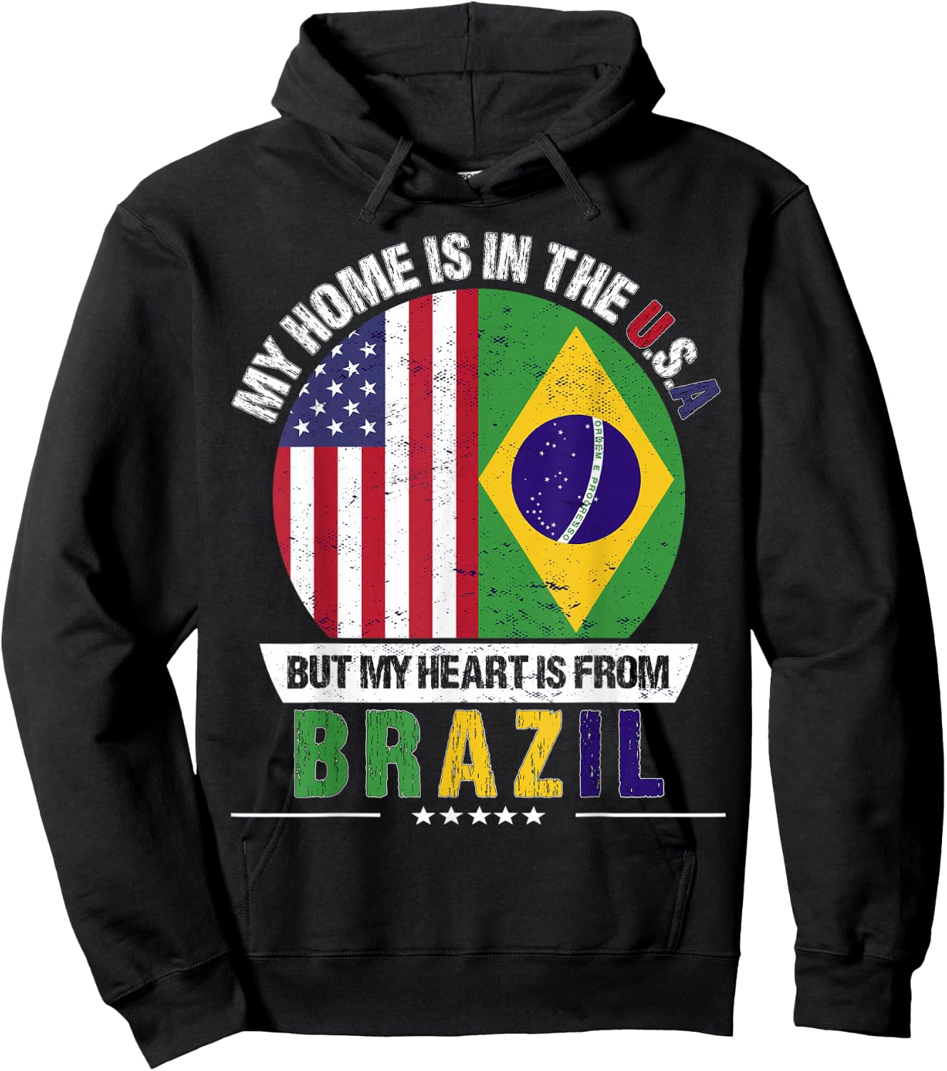 Brazilian American Patriot Heart is from Brazil Grown Hoodie - Hoodie | Black
