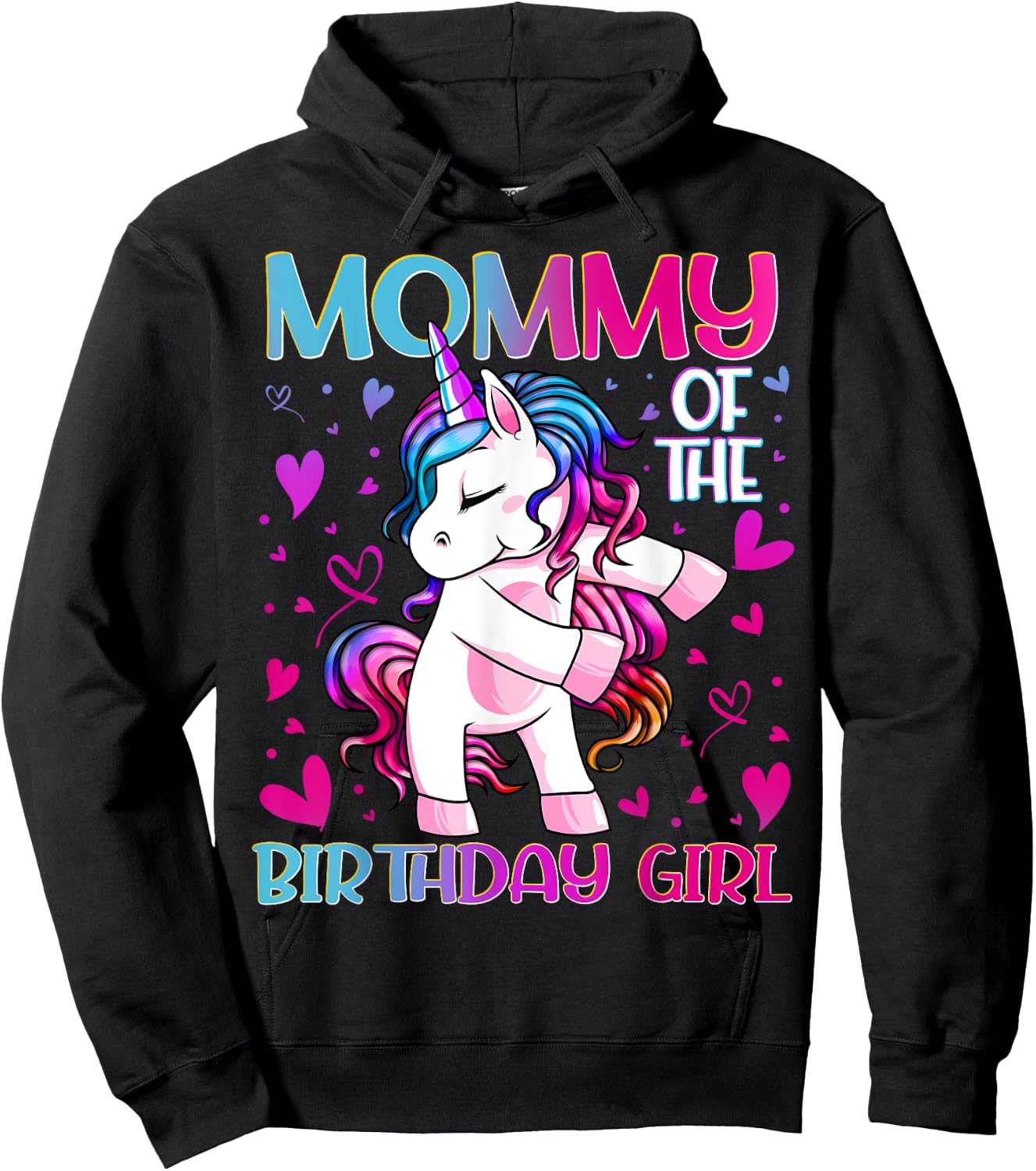 Mommy of the Birthday Girl Flossing Unicorn Mom Mommy Gifts Hoodie - Hoodie | Black
