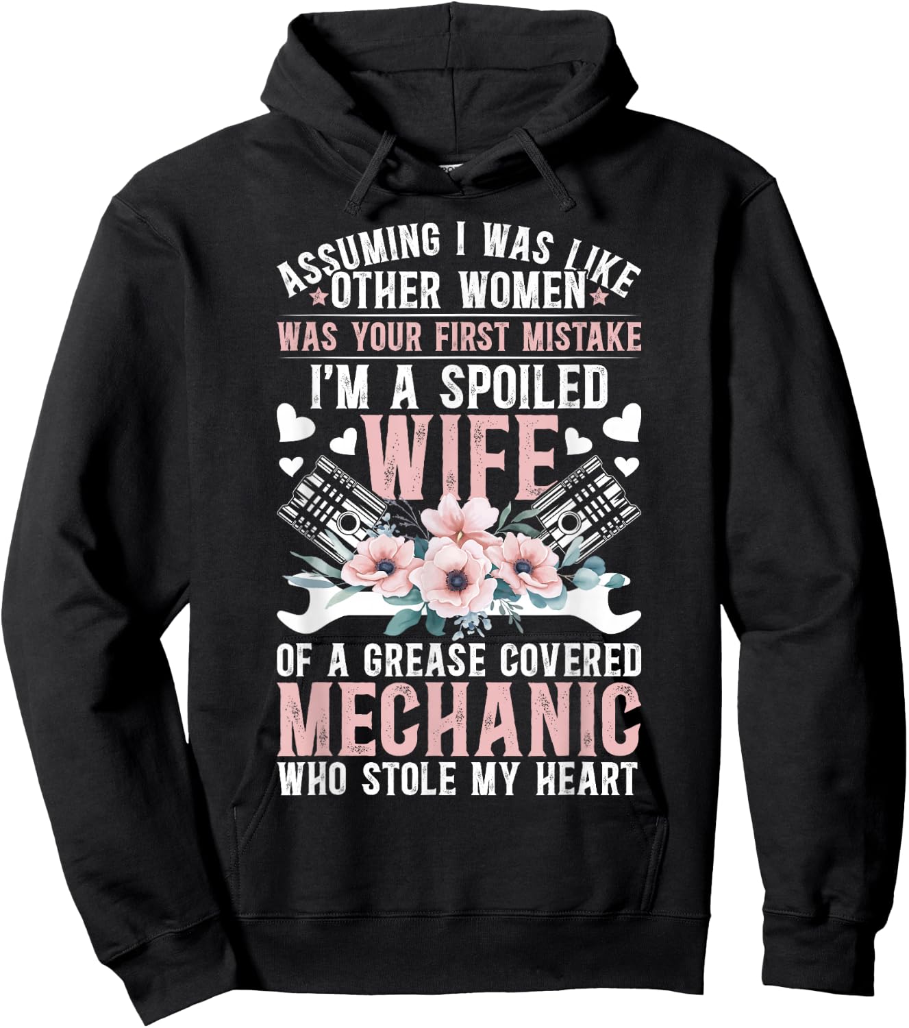 Spoiled Wife of A Mechanic Wife Proud Mechanic's Wife Hoodie - Hoodie | Black