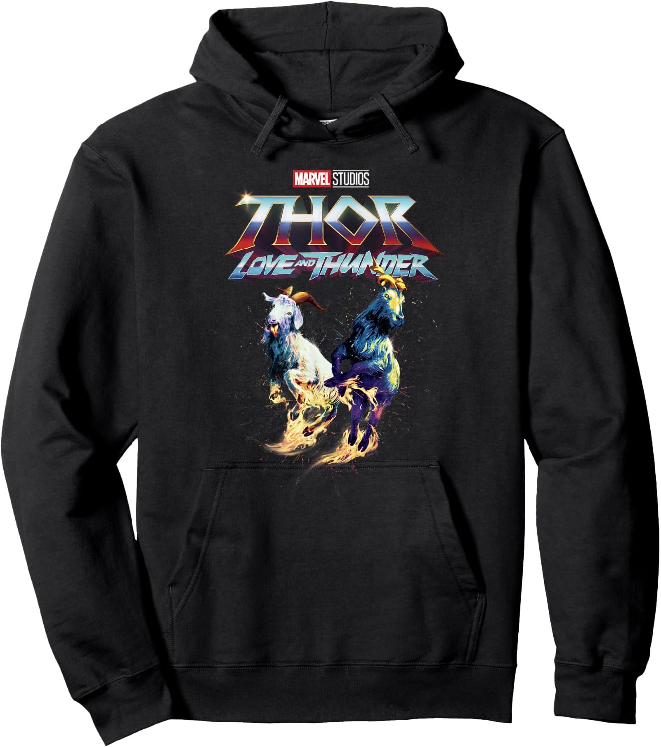 Marvel Thor: Love and Thunder Fiery Goats Poster Hoodie - Hoodie | Black