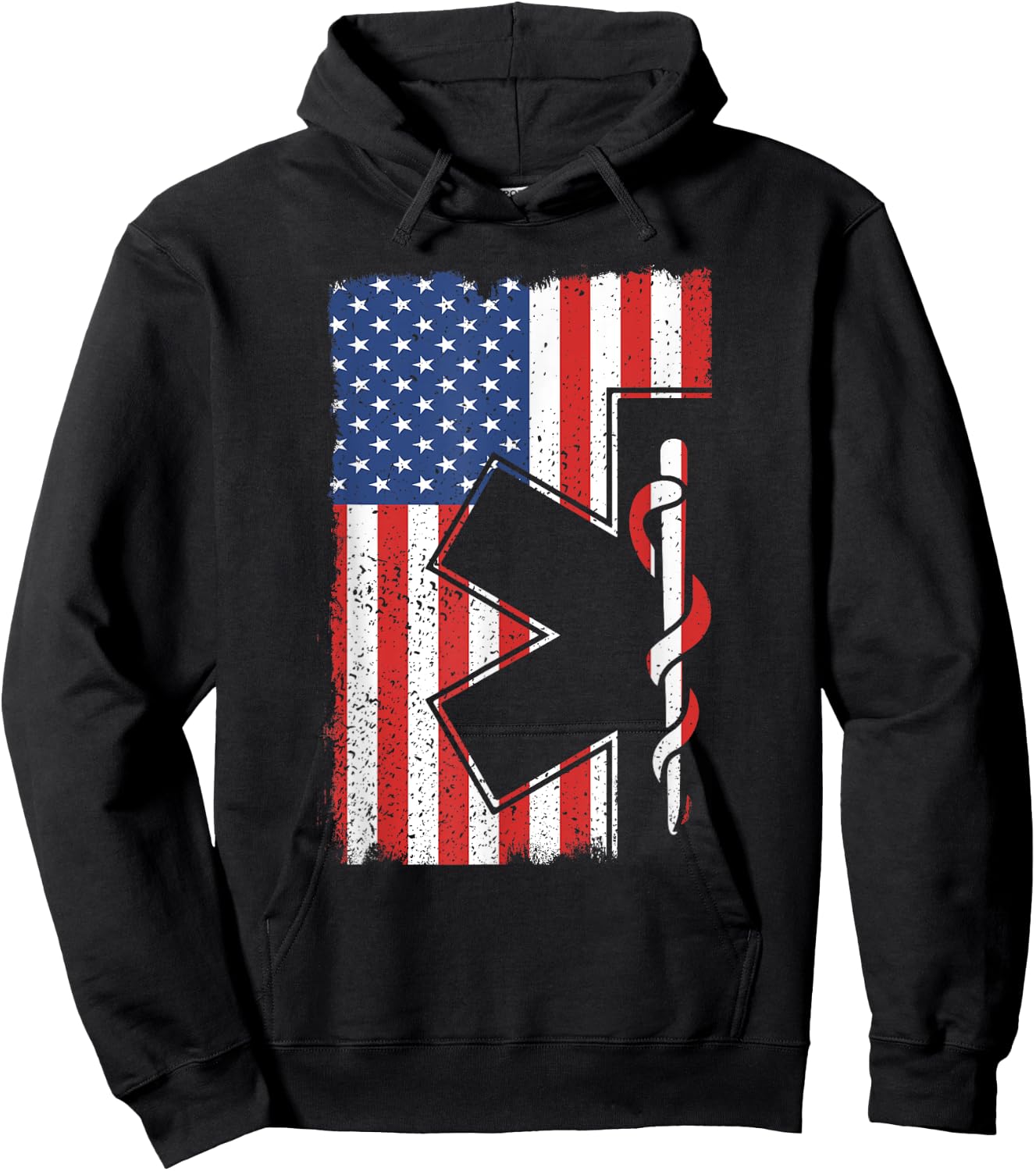 EMT EMS Shirt Paramedic T Shirt USA American Flag Gift Women Kids Men Hoodie - Hoodie | Black