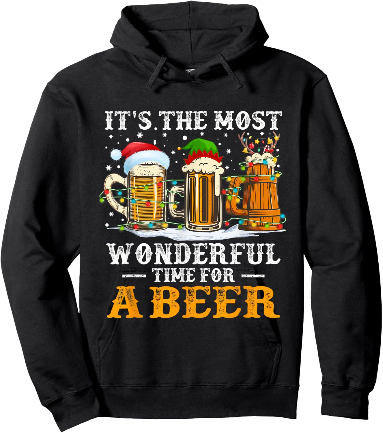 It's The Most Wonderful Time For A Beer Christmas Drink Hoodie - Hoodie | Black