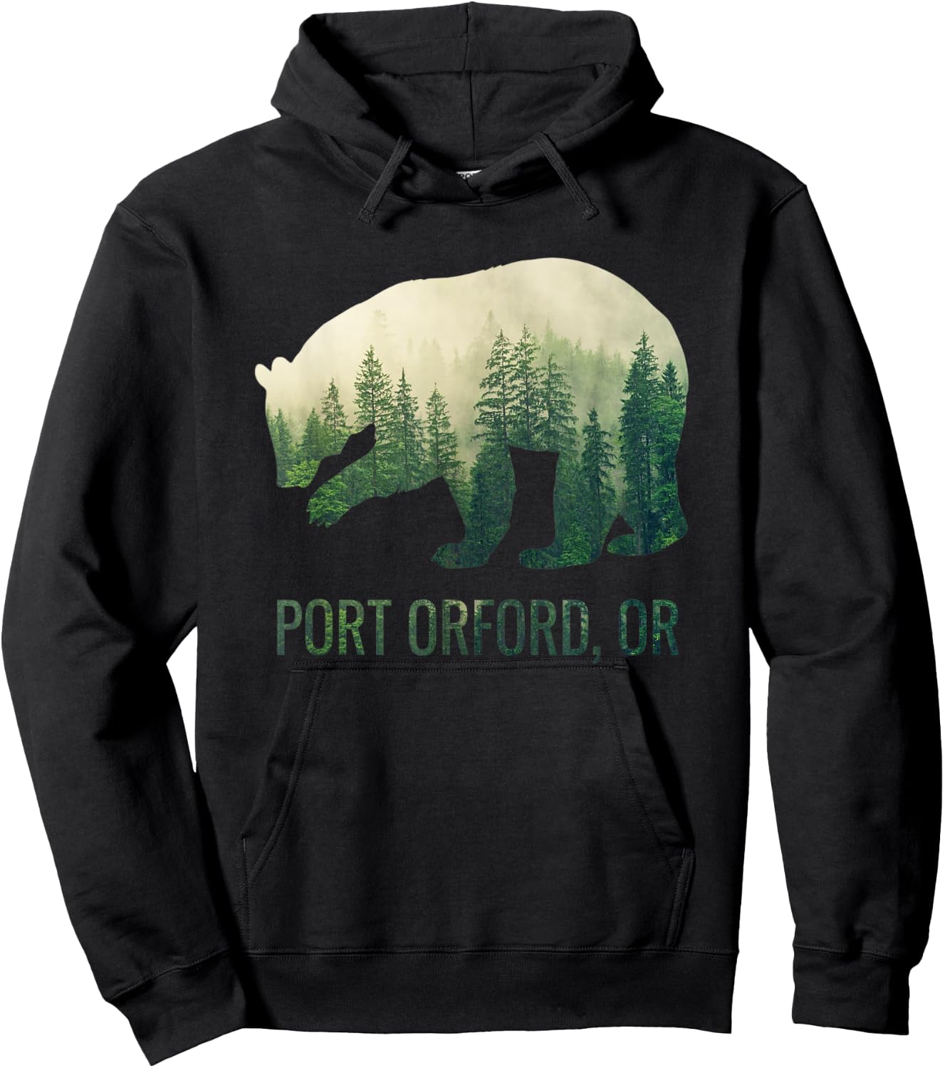 Port Orford Bear State Of Oregon Pacific NW Wildlife Hoodie - Hoodie | Black
