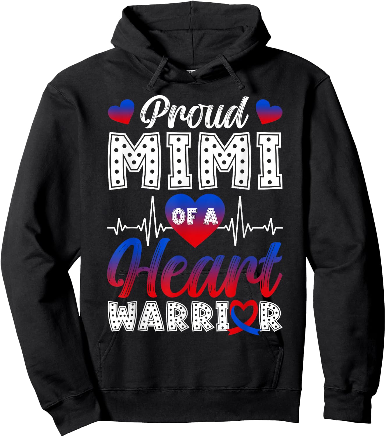 Proud Mimi of A Heart Warrior CHD Awareness Month Hoodie - Hoodie | Black