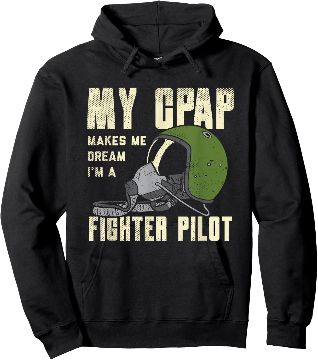 Snoring, CPAP as a fighter pilot mask funny Gift Hoodie - Hoodie | Black