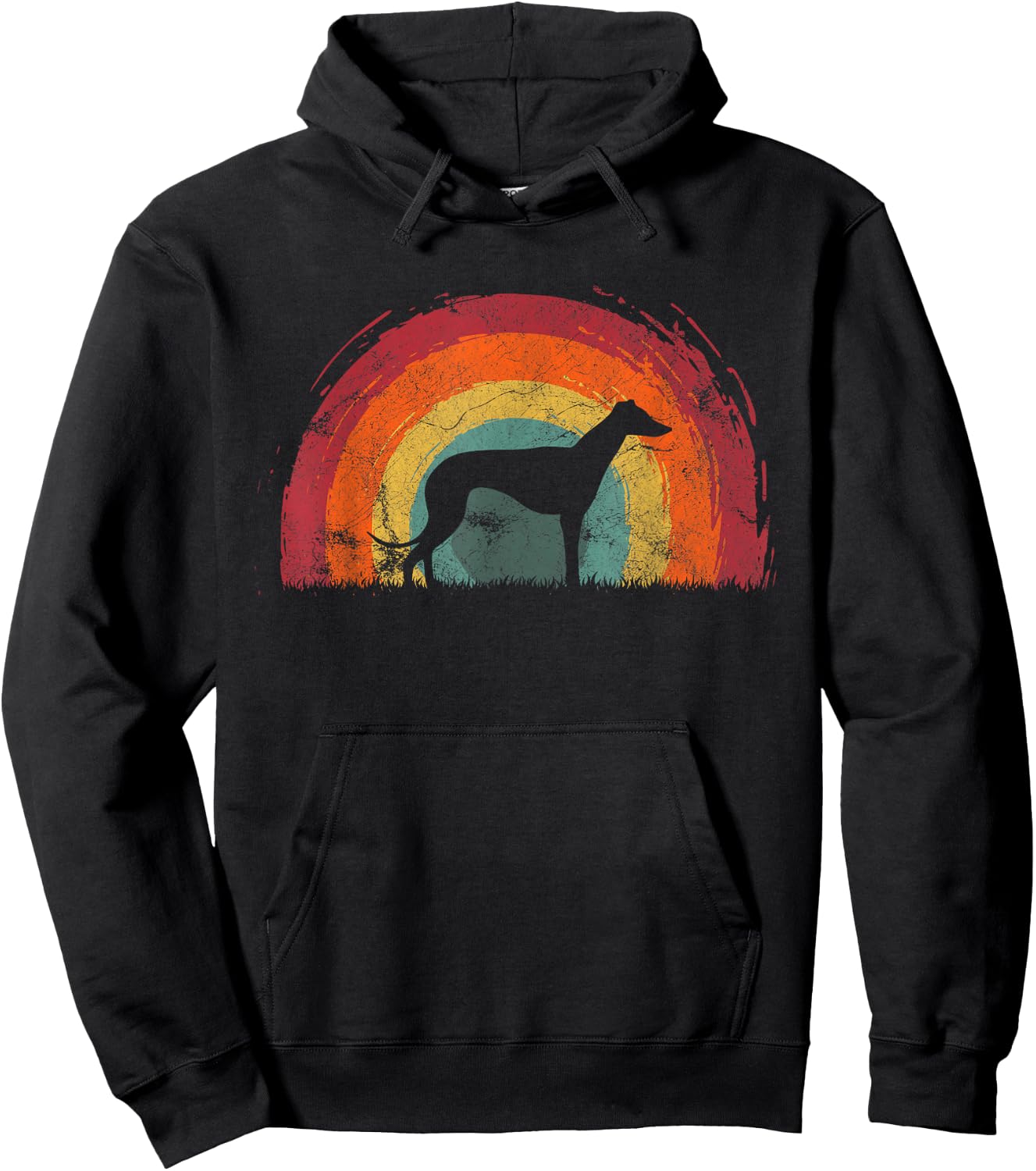 Greyhound Vintage Rainbow Dog Men Women Hoodie - Hoodie | Black