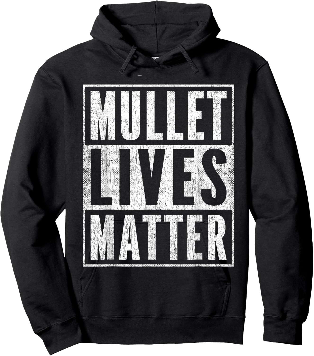 Funny Mullet Lives Matter Distressed Graphic Mullet Hoodie - Hoodie | Black