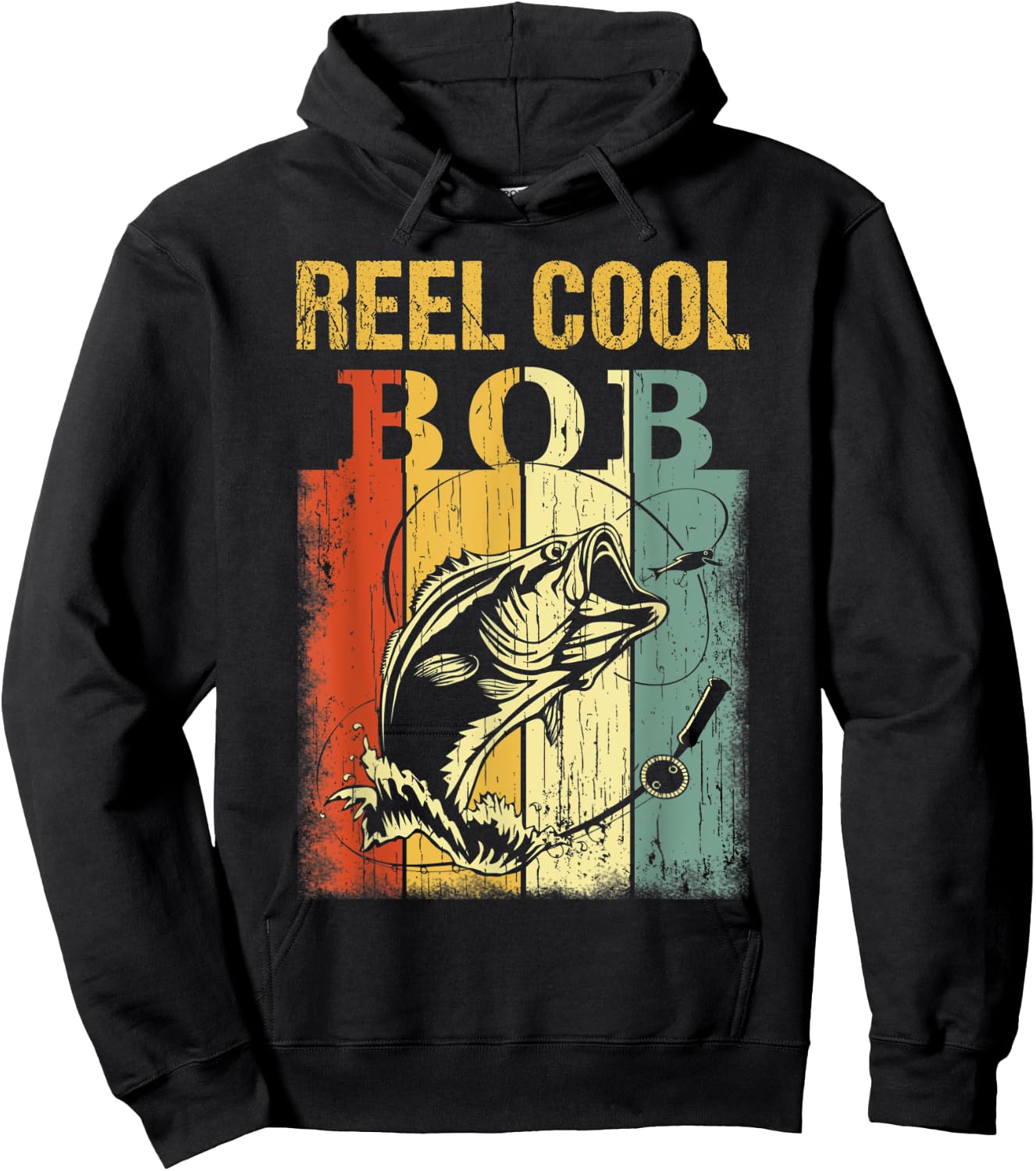 Reel Cool BOB Vintage Fishing Fathers Day Hoodie - Hoodie | Black