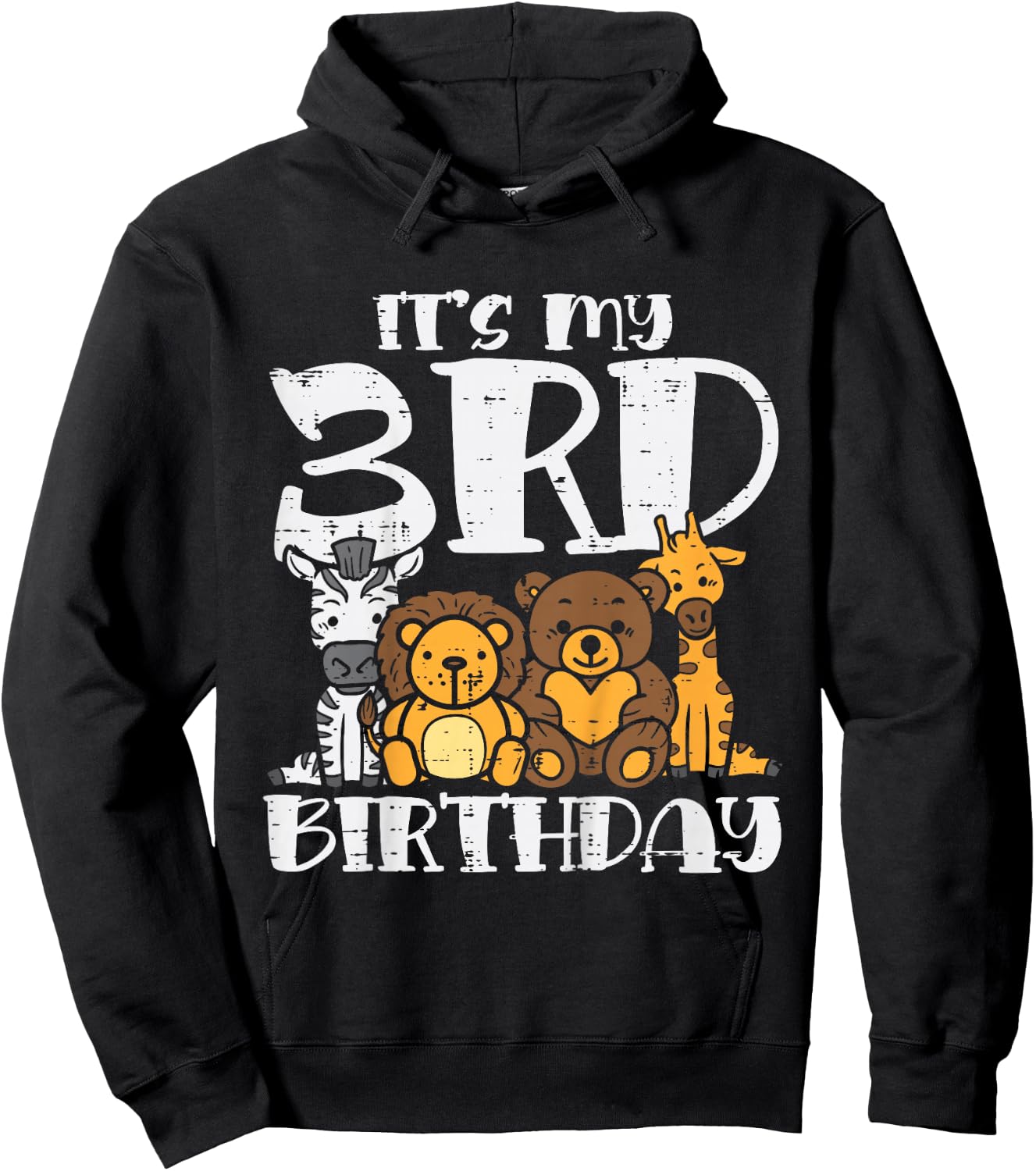 Its My 3rd Birthday Zoo Animals Safari Bday Party Boys Girls Hoodie - Hoodie | Black