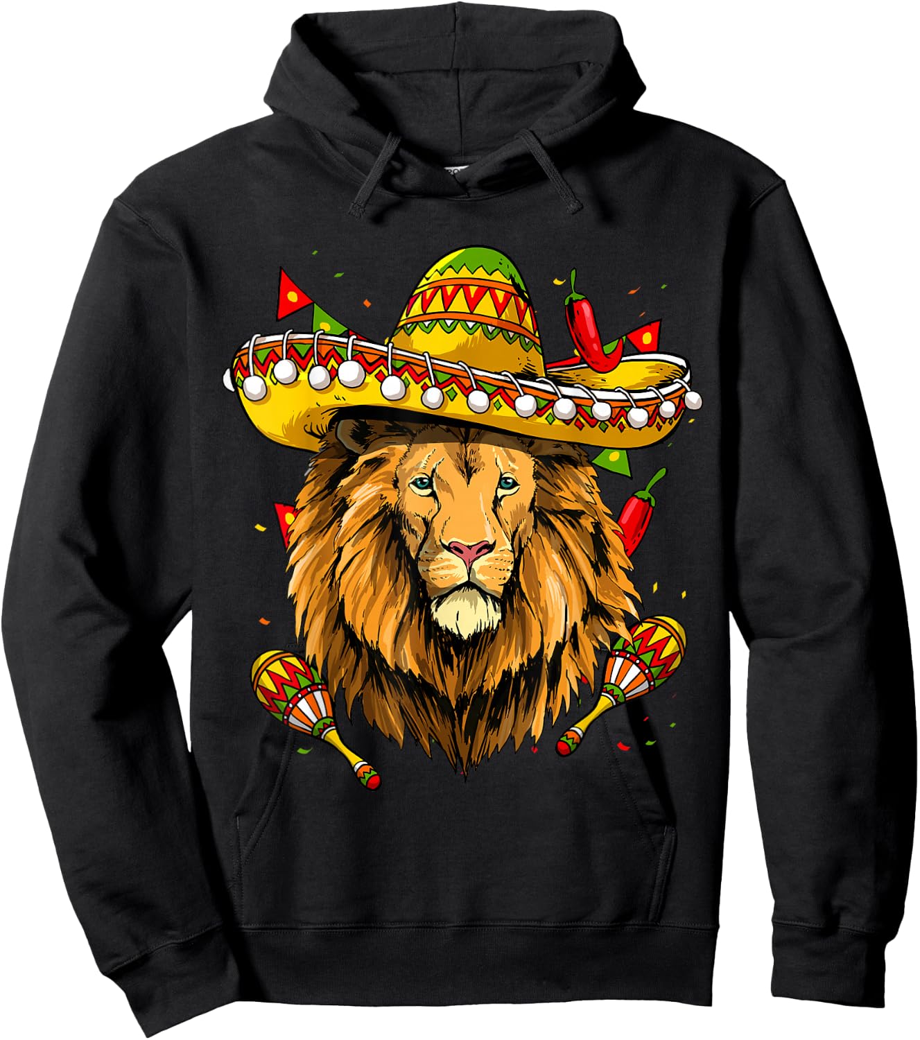 Cinco De Mayo Shirt Poncho Lion Head Mexican Fiesta Party Hoodie - Hoodie | Black