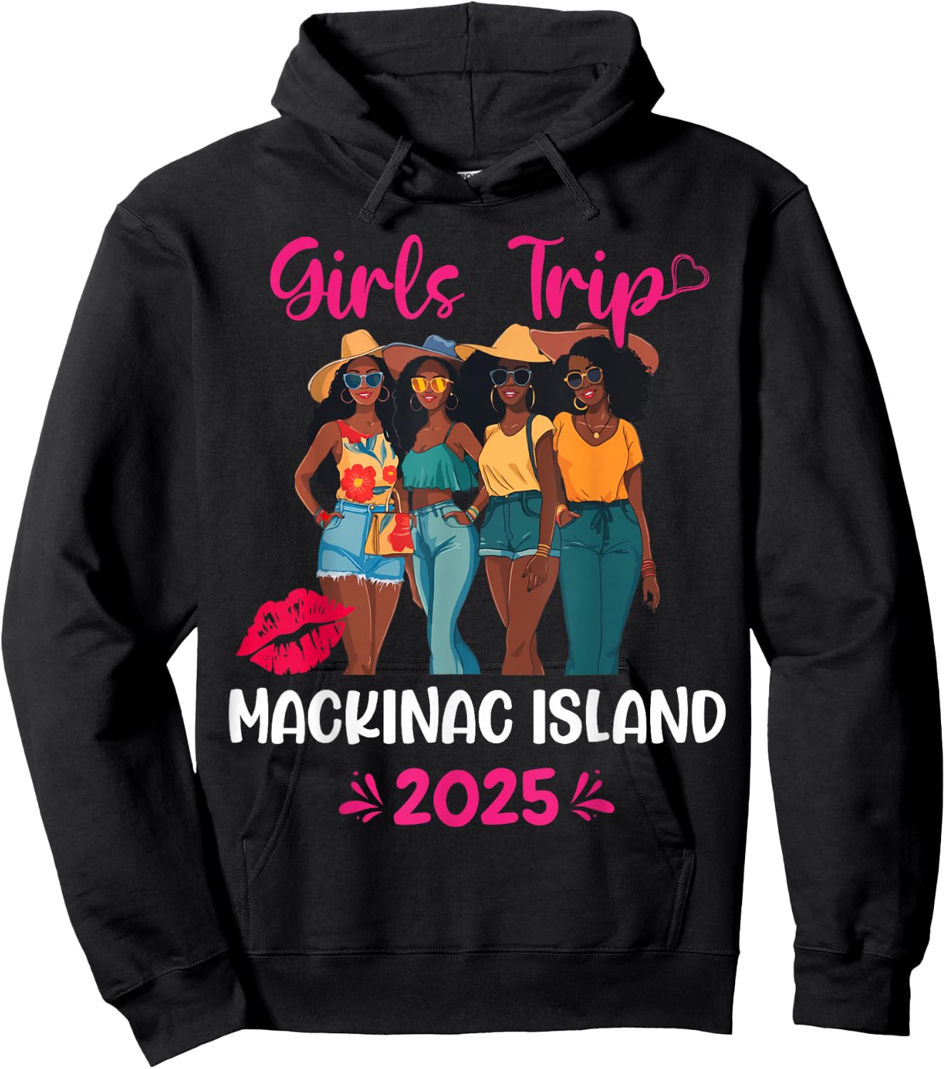 Black Girls Trip Mackinac Island 2025 Vacation Matching Hoodie - Hoodie | Black
