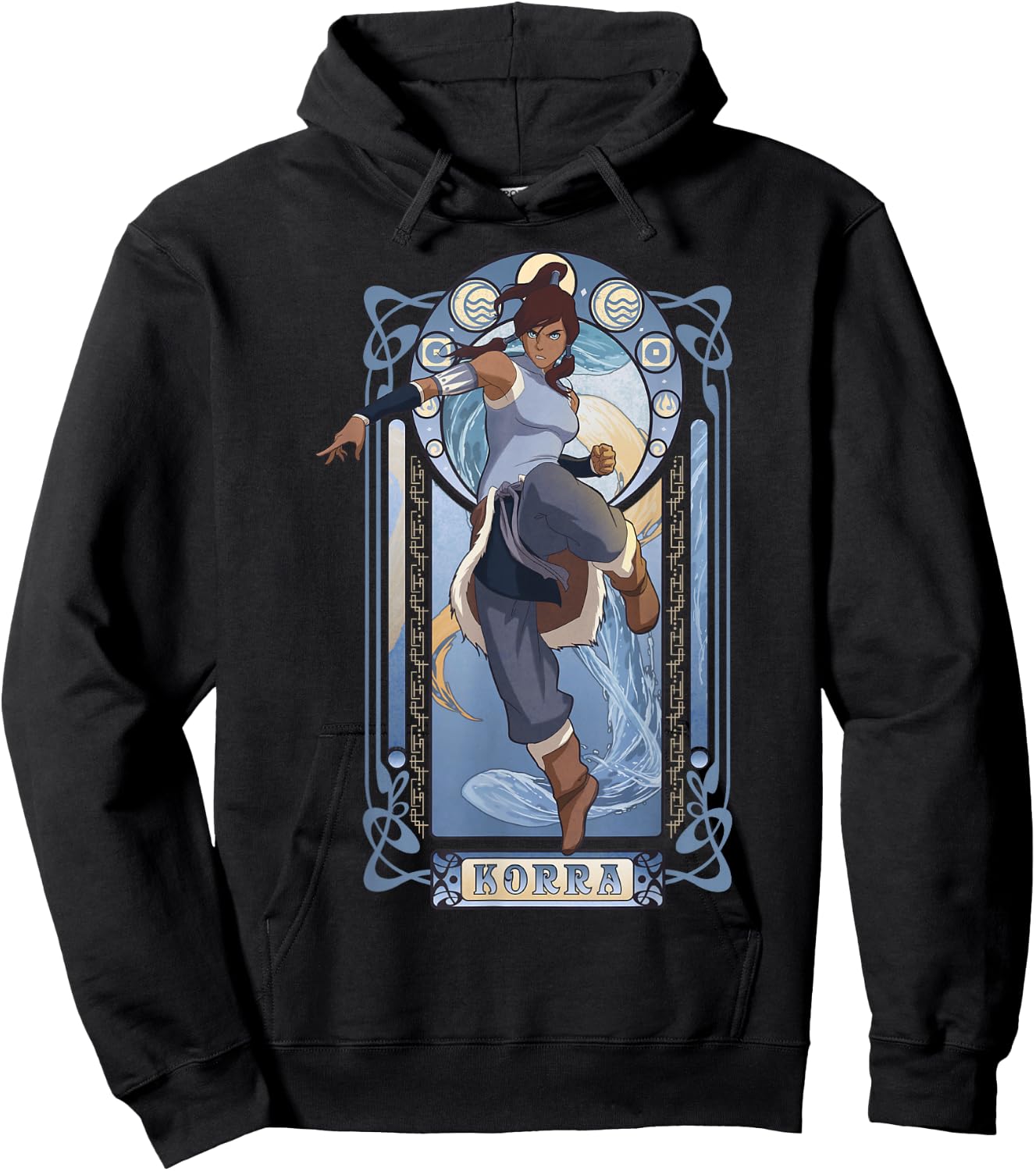The Legend of Korra Elements Korra Art Nouveau Poster Hoodie - Hoodie | Black