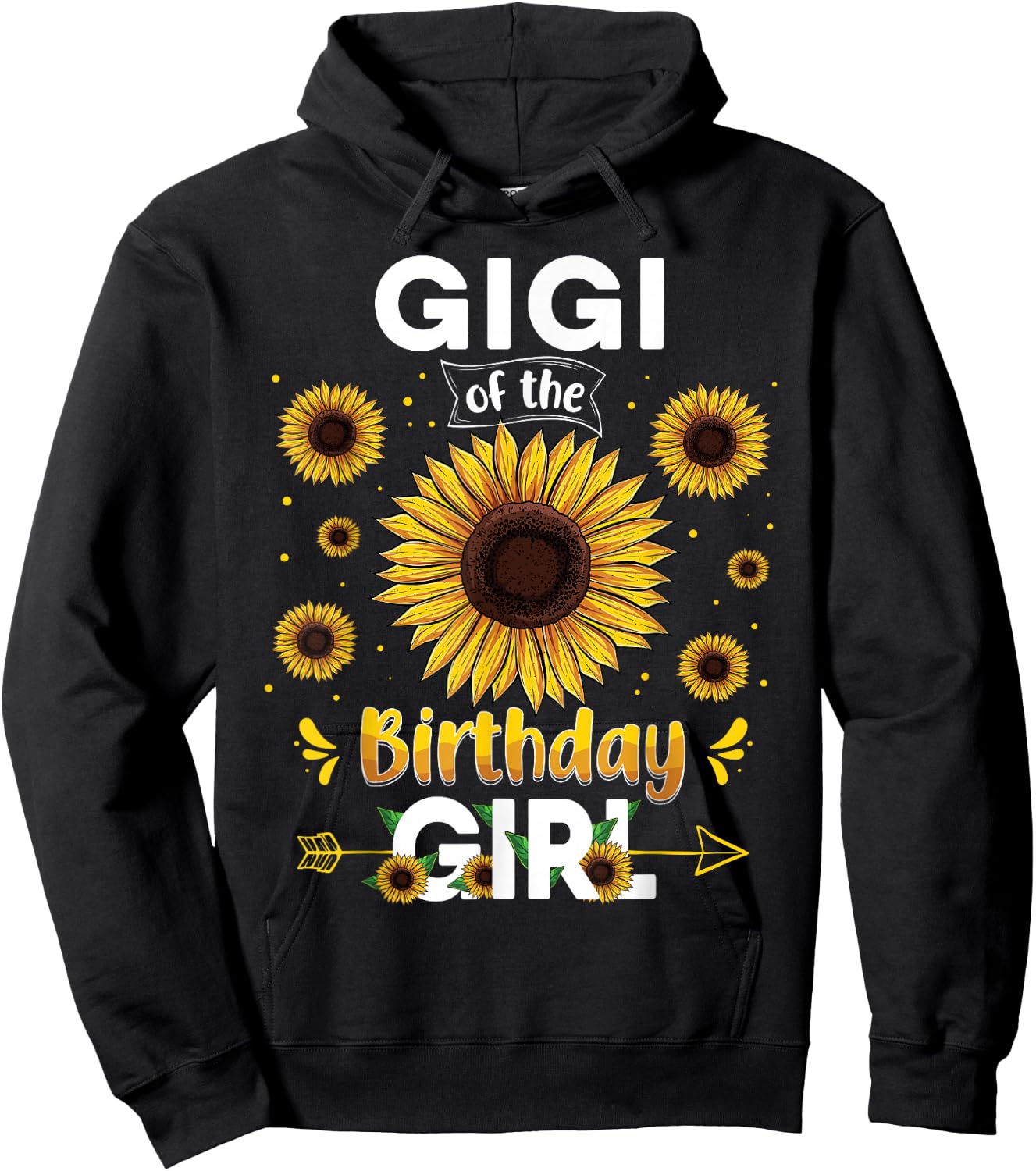Gigi Of The Birthday Girl Sunflower Party Family Matching Hoodie - Hoodie | Black