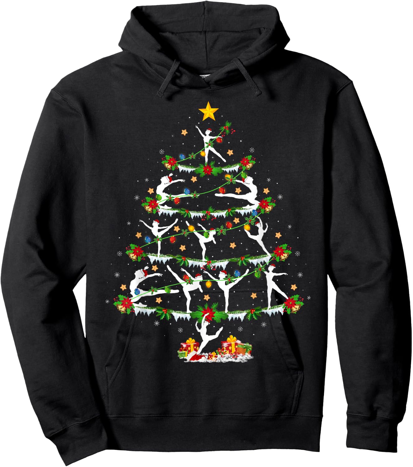 Xmas Lighting Contemporary Dance Christmas Tree Hoodie - Hoodie | Black