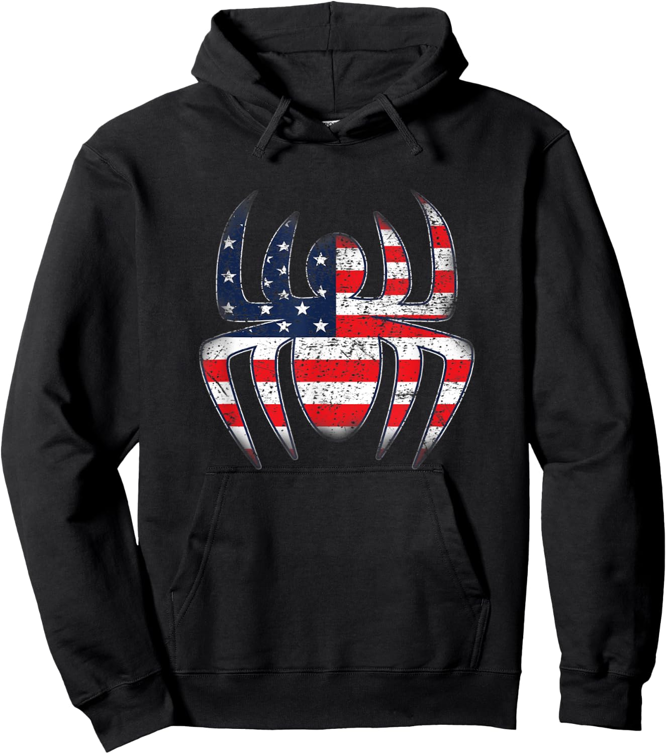 Kids Spider American Flag Cool 4th of July Vintage Graphic Hoodie - Hoodie | Black