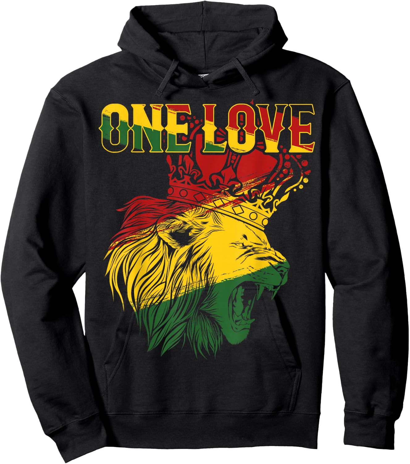 One Love Rasta Lion Jamaican Pride Reggae African Hoodie - Hoodie | Black
