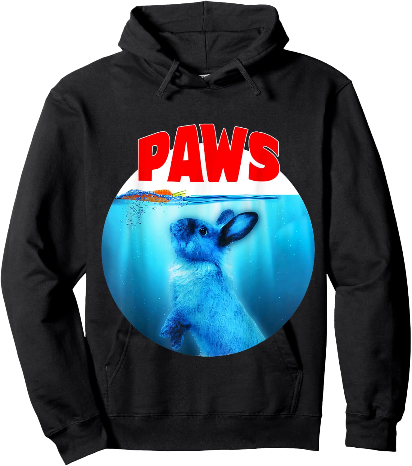 Paws Jaws Rabbit Carrot Funny Bunny Lovers Gifts Fun Parody Hoodie - Hoodie | Black