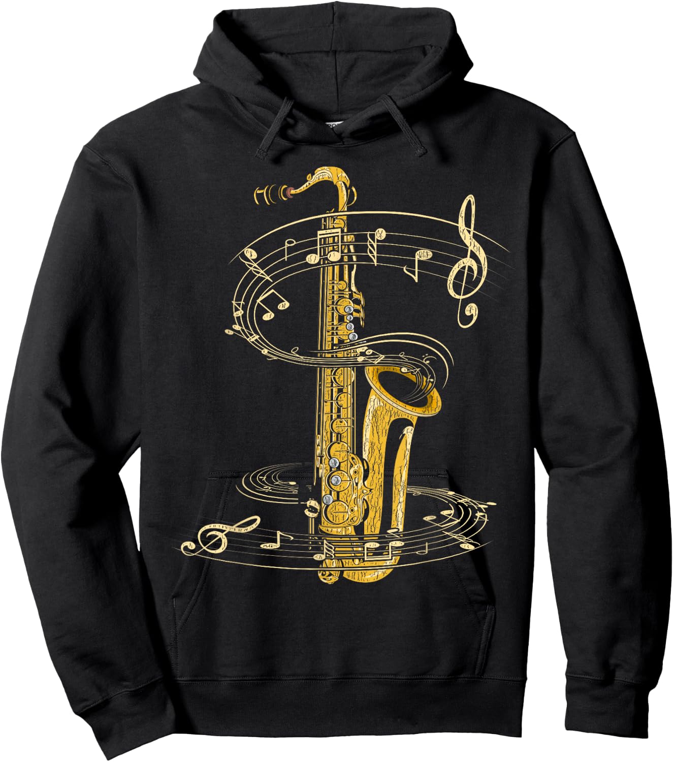 Sax Player Saxophonist Music Notes Treble Clef Saxophone Hoodie - Hoodie | Black