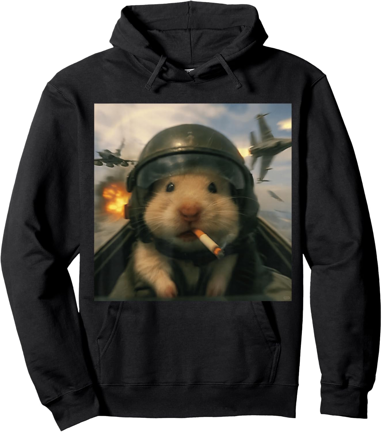 Silly Hamster Pilot Gen Alpha Pet Humor Fighter Jet Boys Hoodie - Hoodie | Black