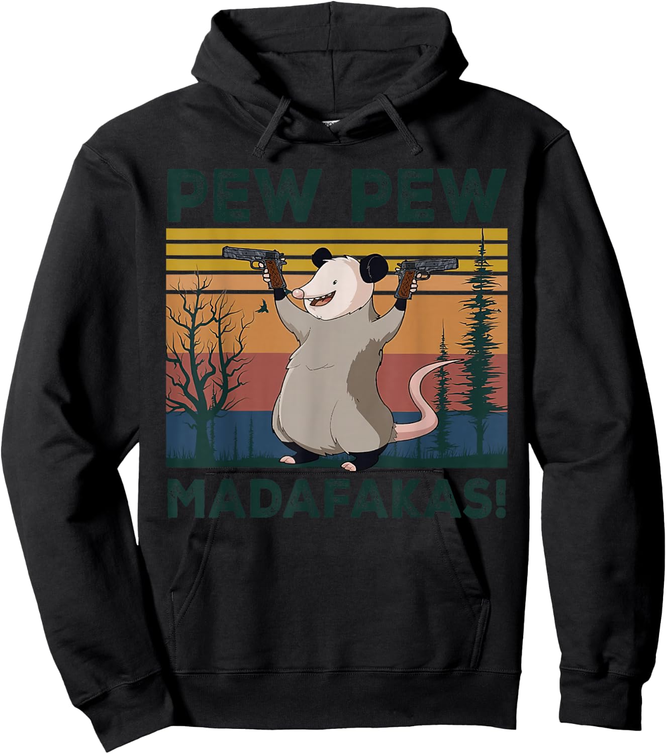 Ugly Cats Pew Pew Madafakas Gun And Opossum Hoodie - Hoodie | Black