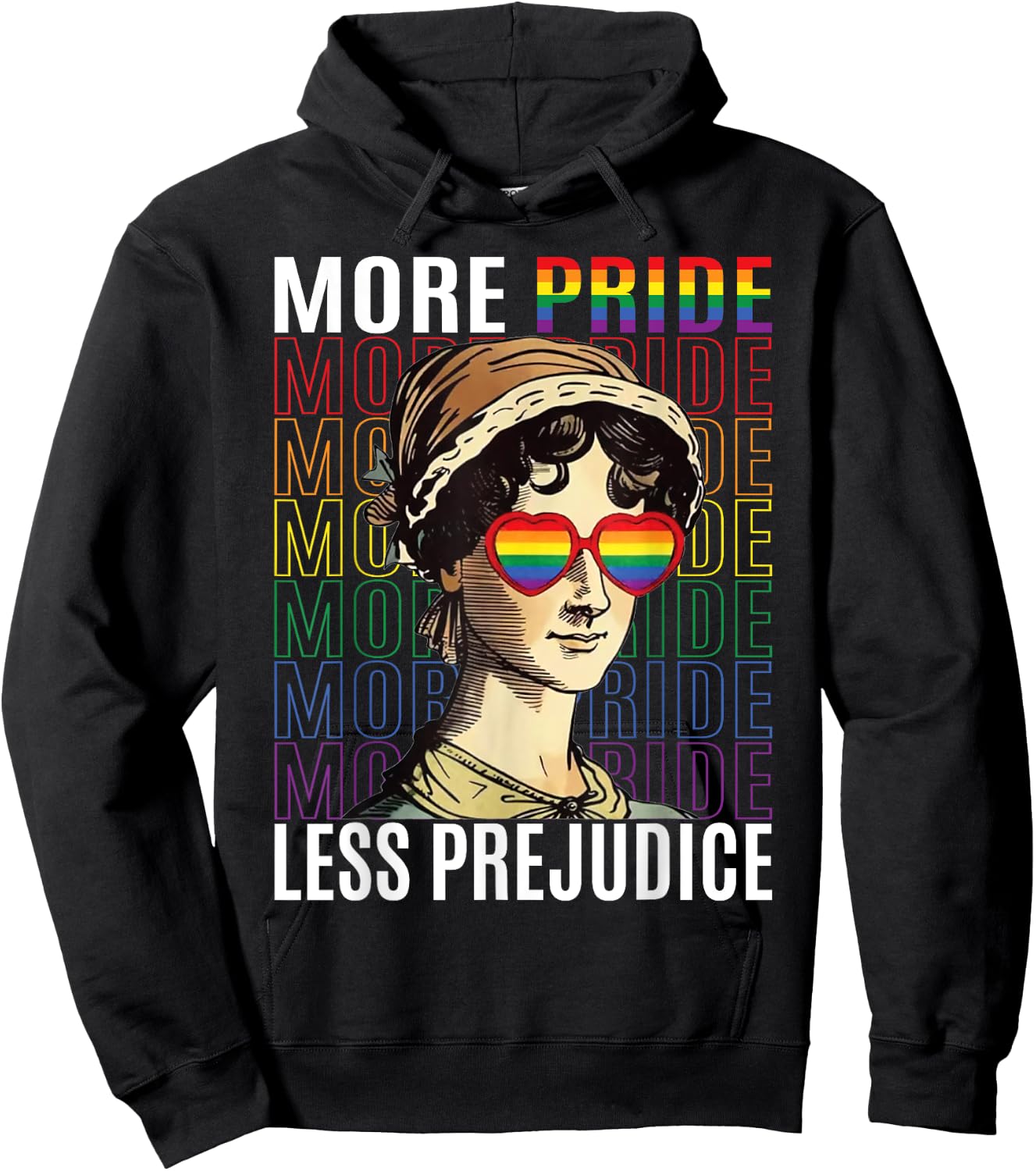 More Pride Less Prejudice Funny LGBTQ Pride Jane Austen Hoodie - Hoodie | Black