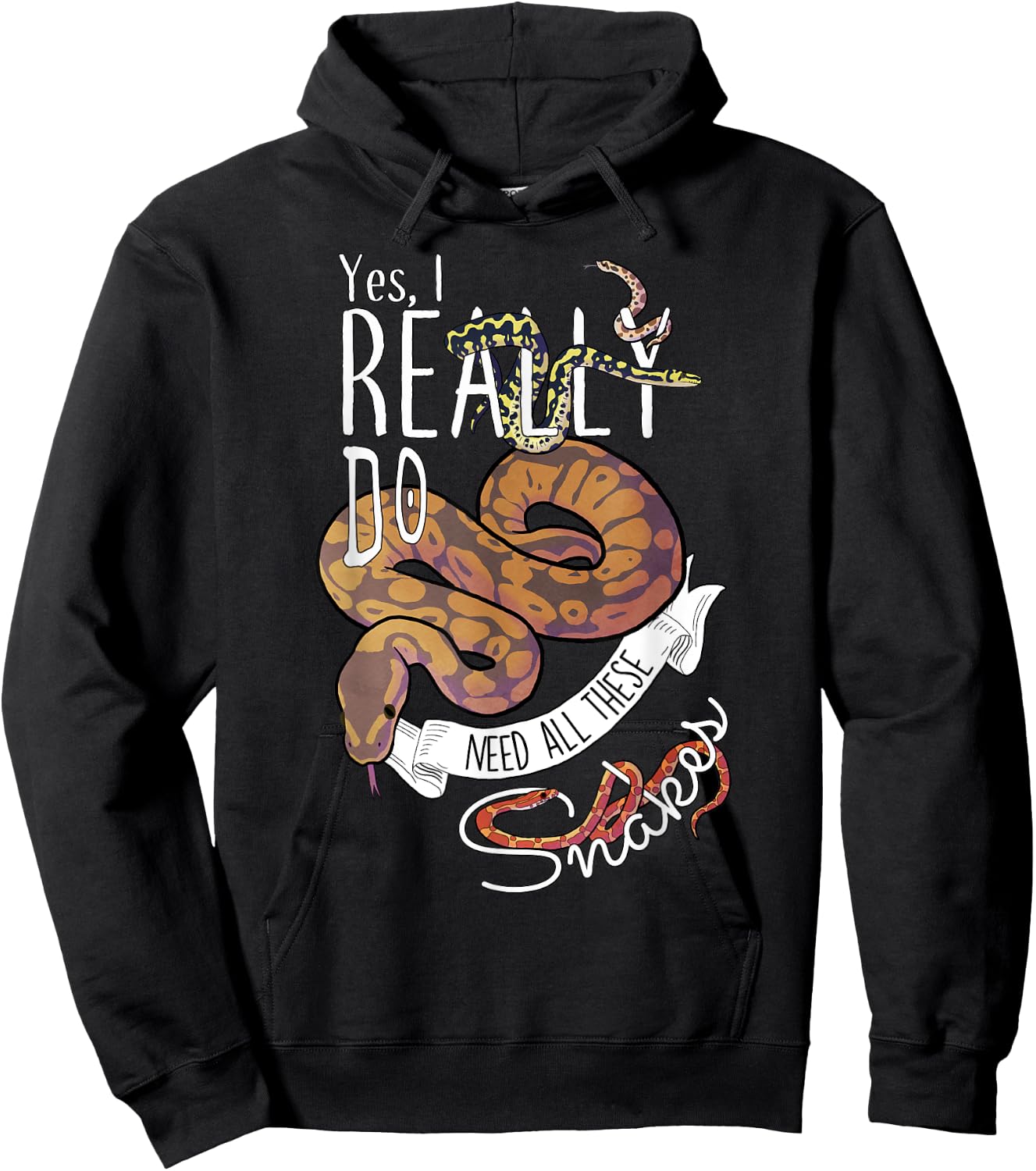 Funny Ball Python with Corn Hognose Carpet Snake Reptile Hoodie - Hoodie | Black