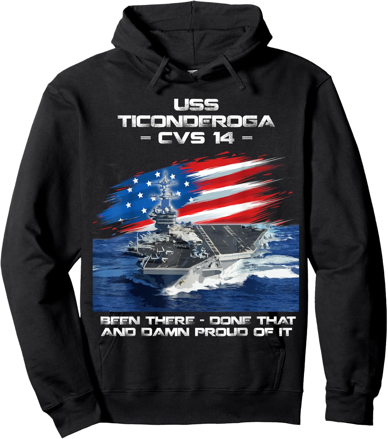 USS Ticonderoga CVS-14 Aircraft Carrier Veteran Day Xmas Hoodie - Hoodie | Black