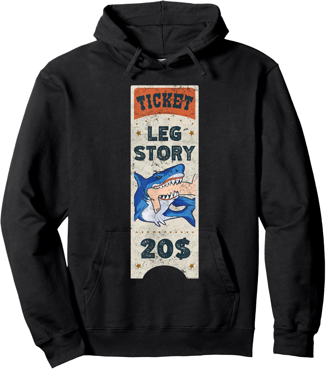 Amputee Funny Leg Story Amputation Surgery Shark Humor Hoodie - Hoodie | Black
