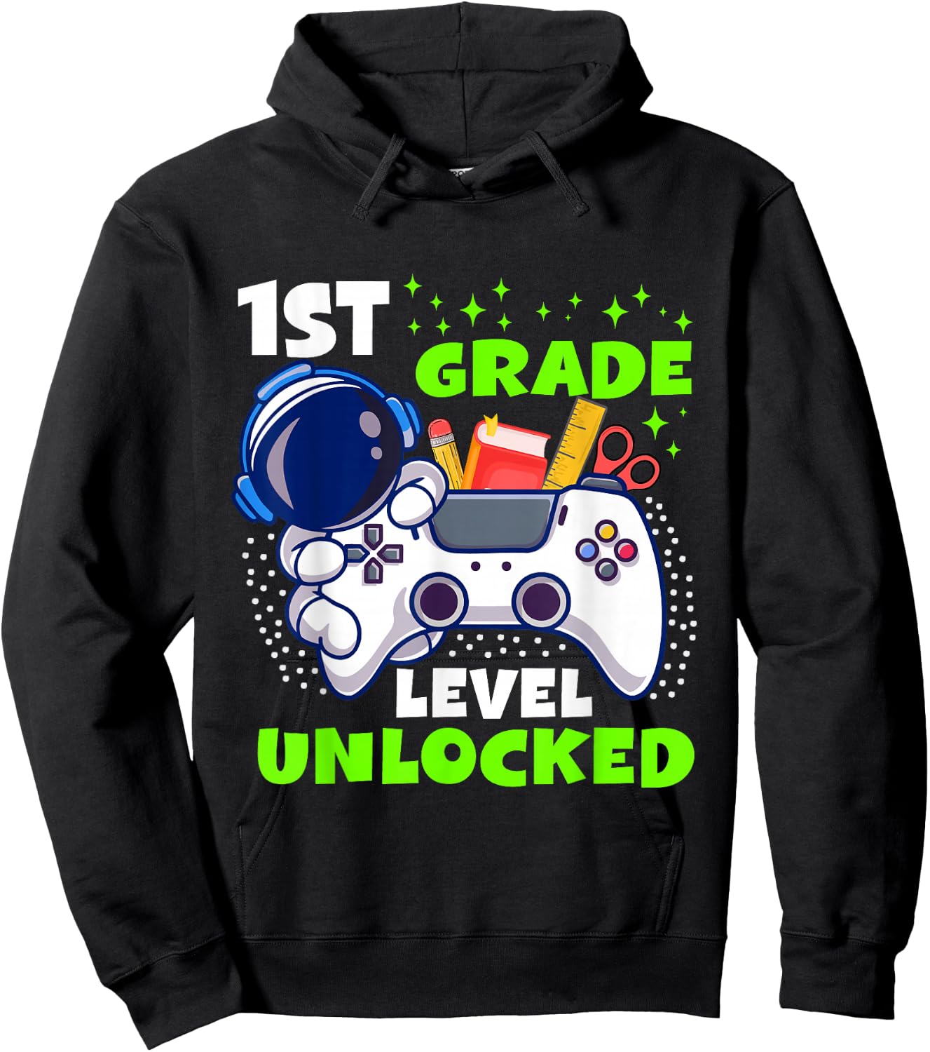 Back To School 1st Grade Level Unlocked Gamer Boys Kids Hoodie - Hoodie | Black