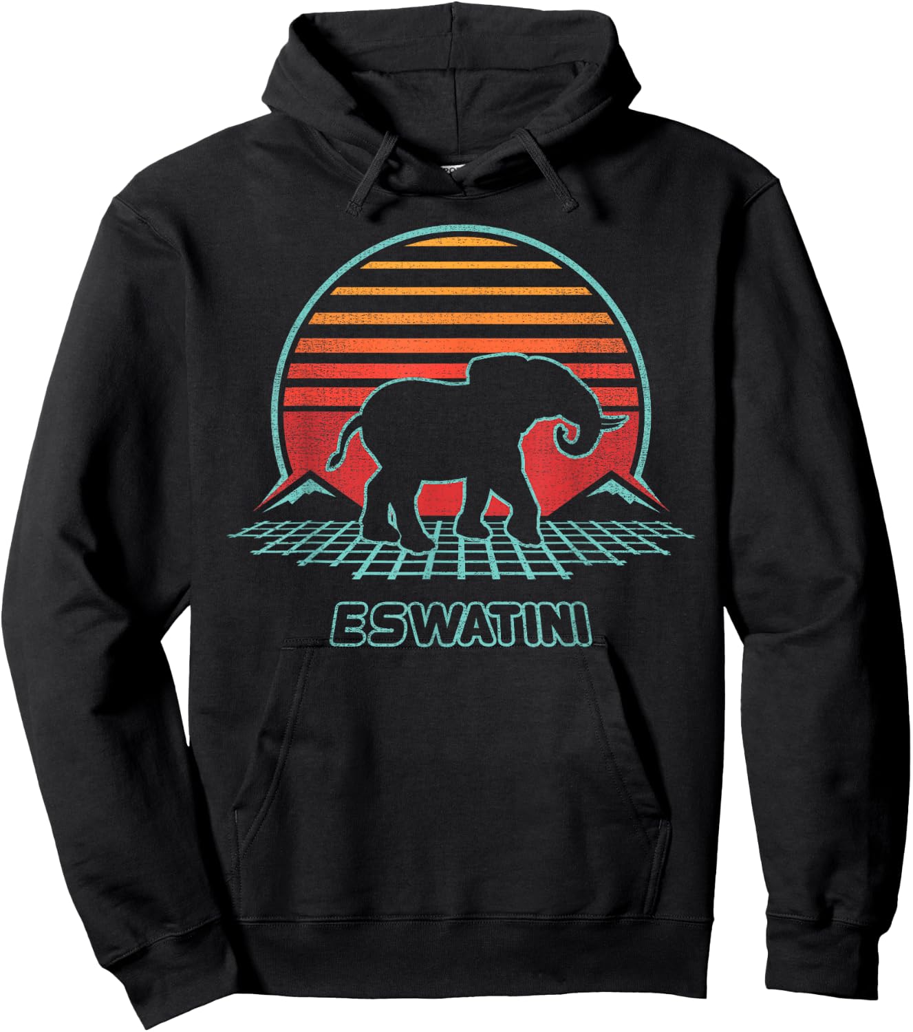 Eswatini Retro Vintage 80s Style Hoodie - Hoodie | Black