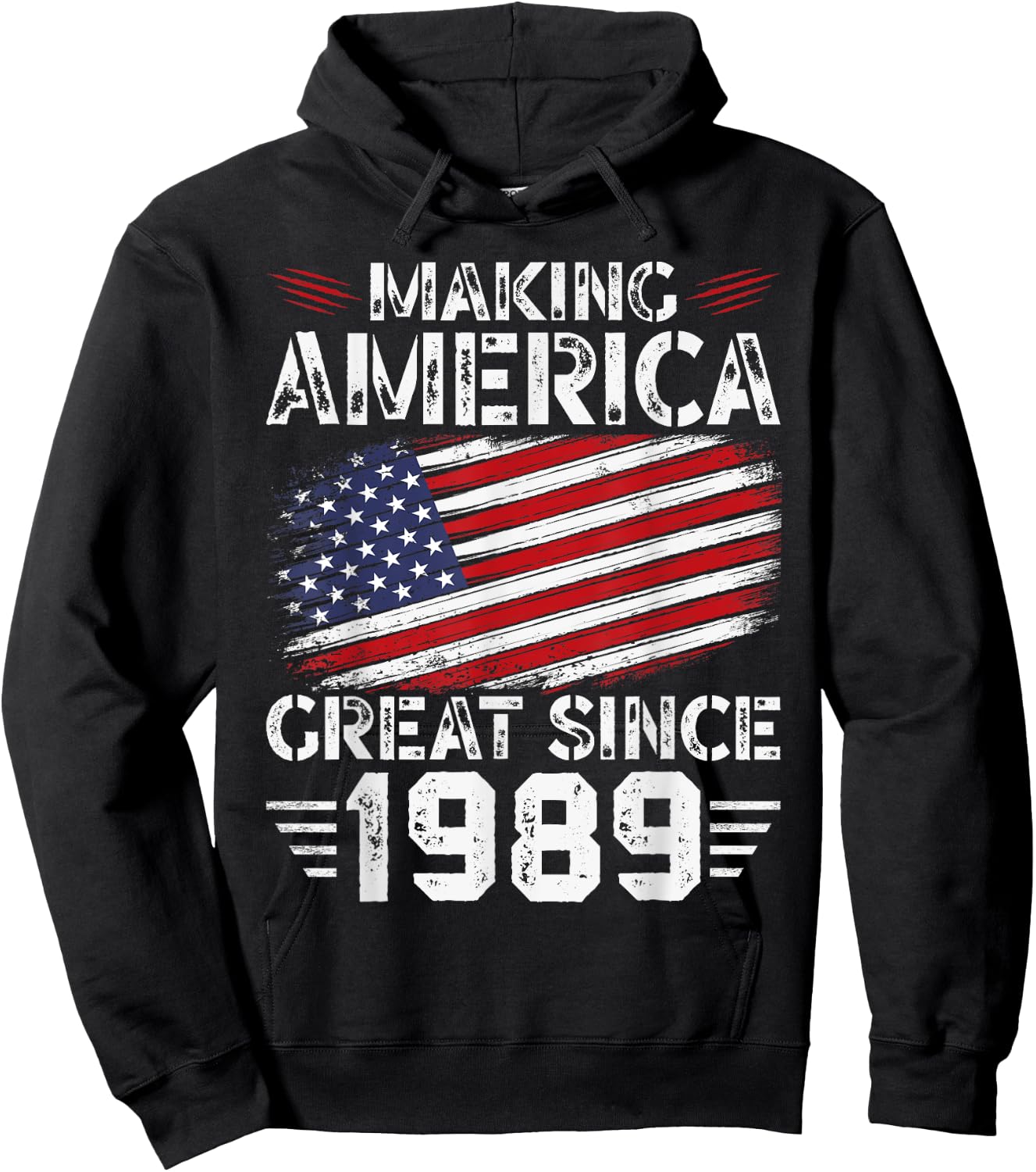Making America Great Since 1989 American Flag Birthday Hoodie - Hoodie | Black