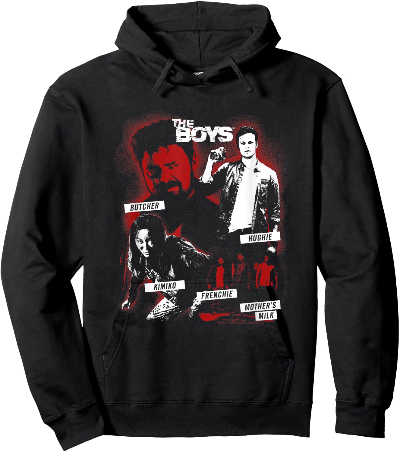 The Boys Contrast Group Collage Superhero TV Show Hoodie - Hoodie | Black