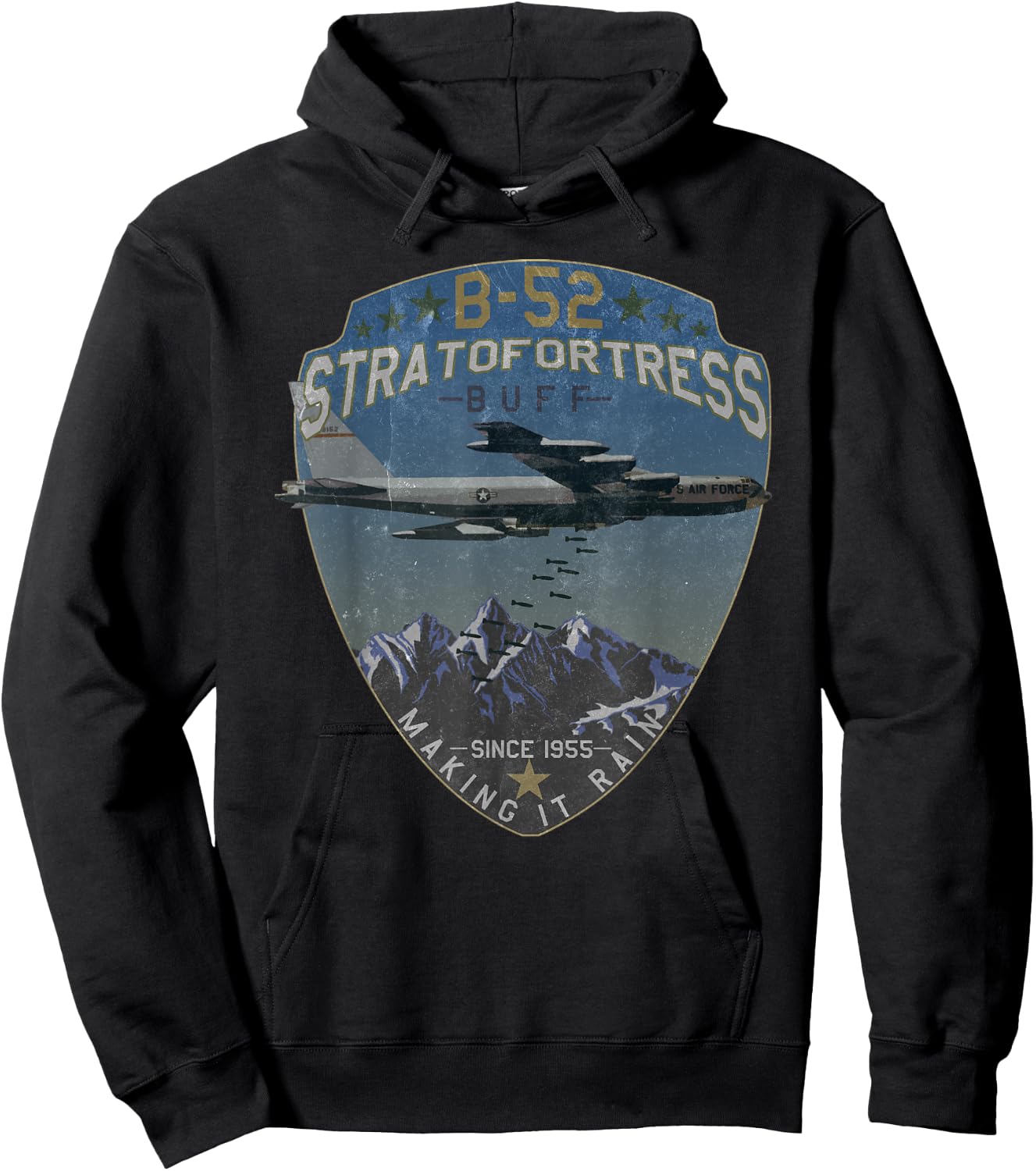 B-52 Stratofortress | Making it Rain Since 1955 Vintage Hoodie - Hoodie | Black